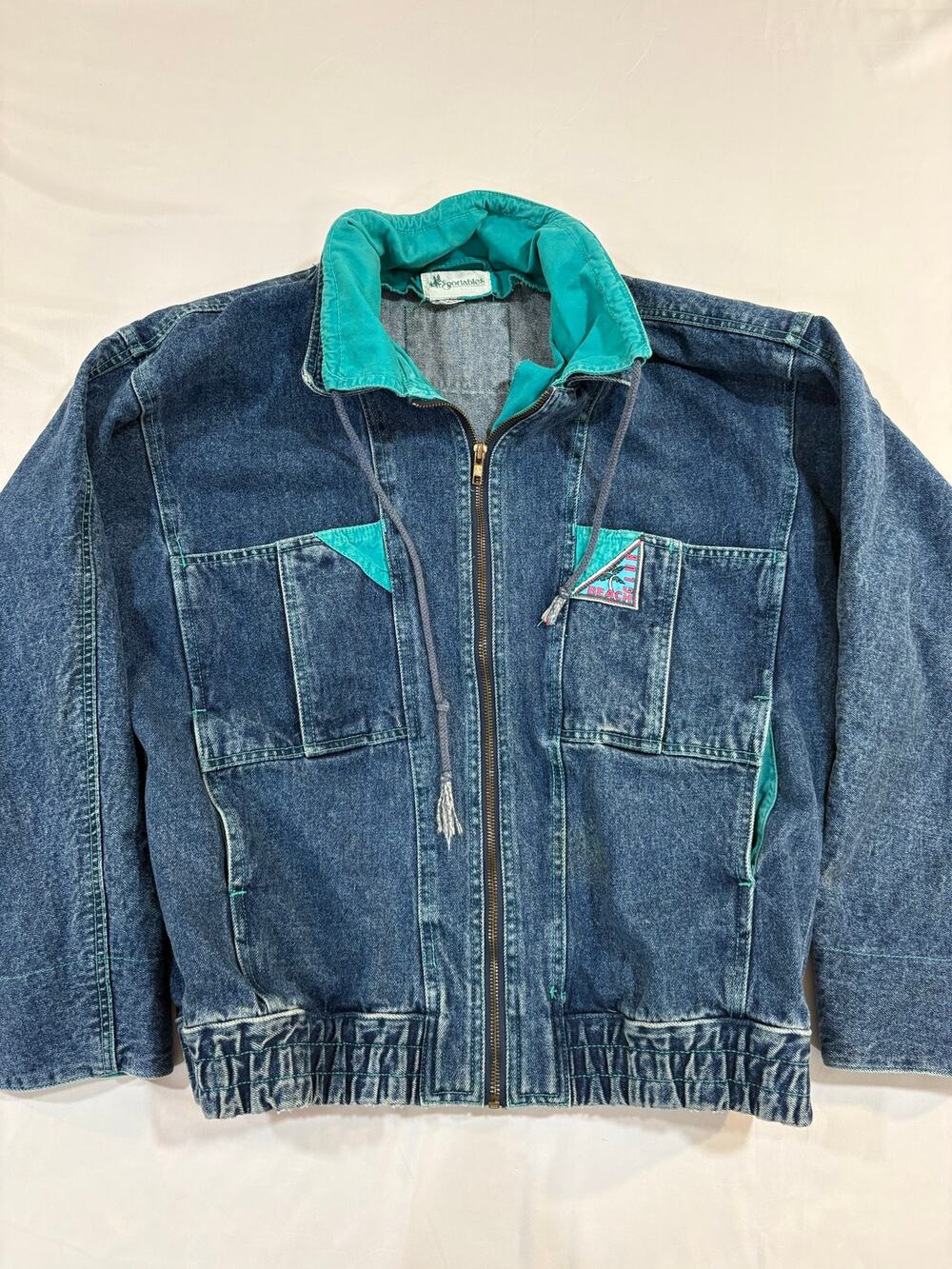 VTG 90s Sportables Beach Club Denim Coat Jacket